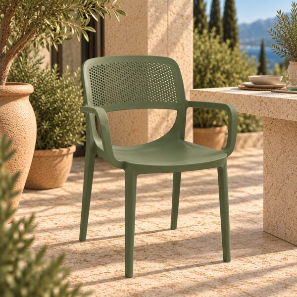 Sillón VERDI, apilable, polipropileno verde