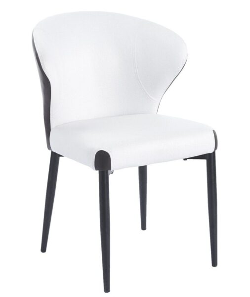 Silla DAVOS, metal, tapizado similpiel marrón y blanco