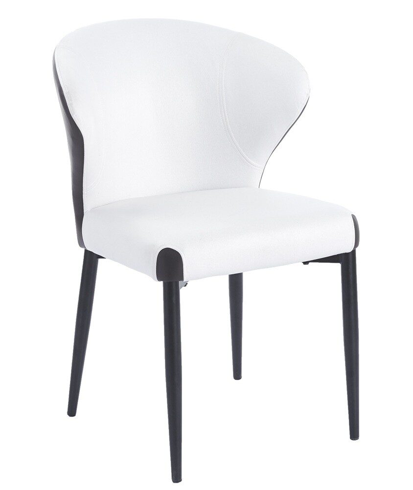 Silla DAVOS, metal, tapizado similpiel marrón y blanco