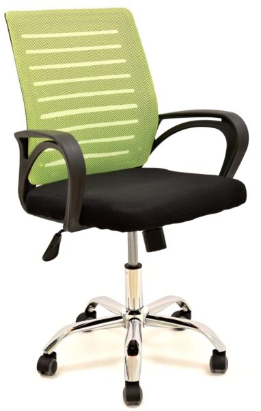 Sillón de oficina SUNSET, negro,regulación de altura, basculante, malla verde pistacho, tejido negro