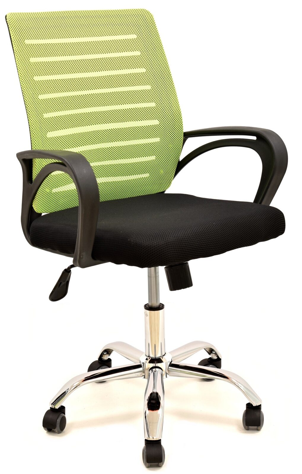 Sillón de oficina SUNSET, negro,regulación de altura, basculante, malla verde pistacho, tejido negro