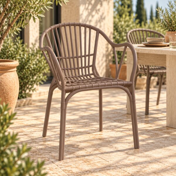 Sillón AMALFI, apilable, polipropileno marrón light
