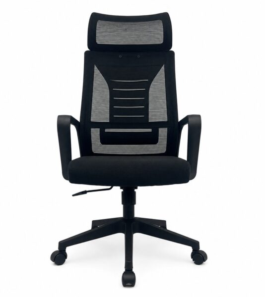 Sillón de oficina UTRECH, alto, negro, malla y tejido negro