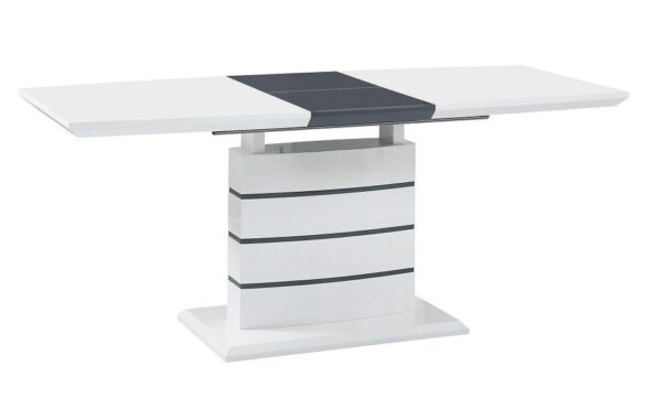 Mesa CHAMBERY, extensible, lacada blanca, 140 ~ 180 x 80 cms