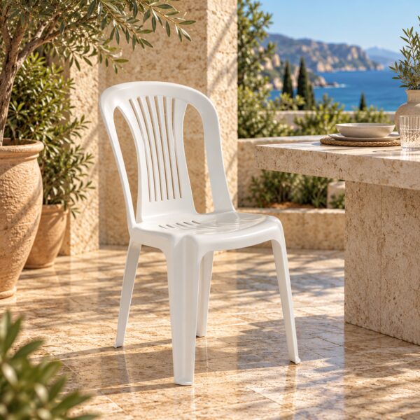 Silla LAGO, monoblock, apilable, blanco