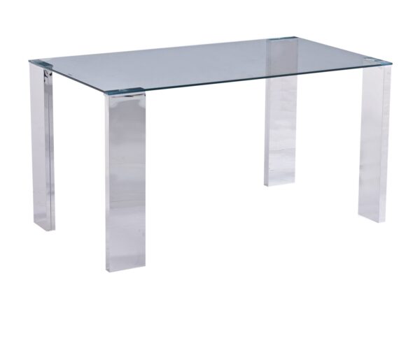 Mesa BETSY, acero inoxidable, cristal templado, 160×90 cms