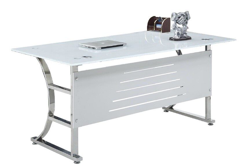 Mesa de oficina CADORE, vidrio templado super blanco, 180 x 85 cms