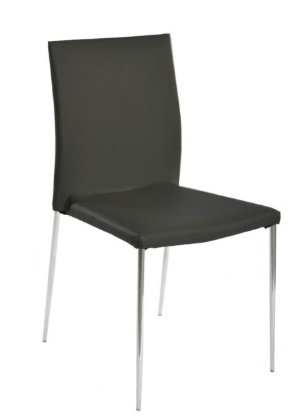 Silla INMA, apilable, metal, similpiel negra