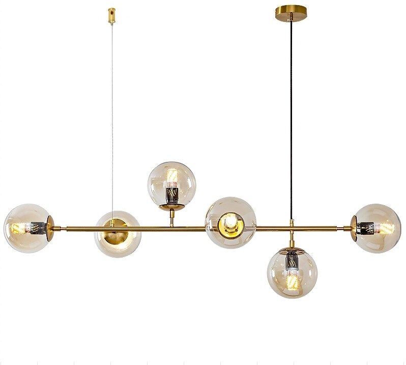 Lámpara ALHENA, colgante, metal, cristal, 6 luces
