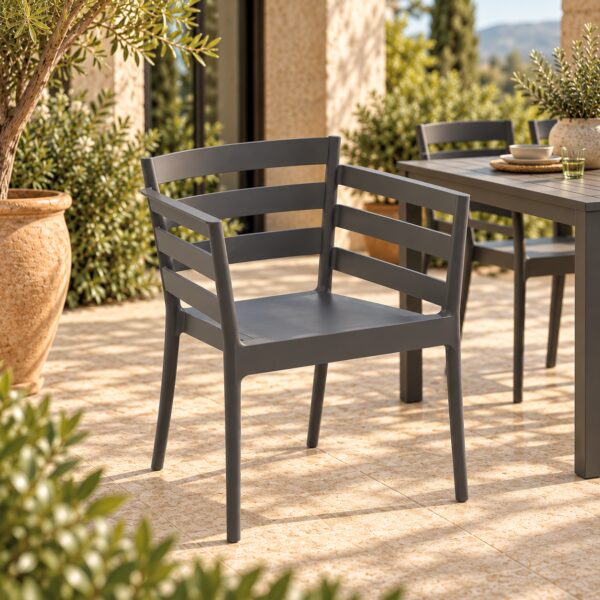Sillón SALERNO, apilable, polipropileno antracita