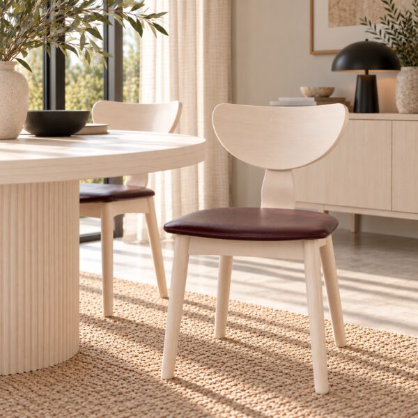 Silla DUBLIN, contrachapado de madera de hevea, natural, similpiel marrón