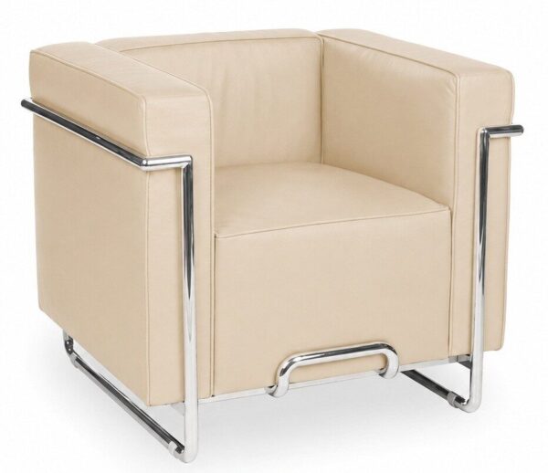 Sillón VENETTO, acero inoxidable, similpiel beige