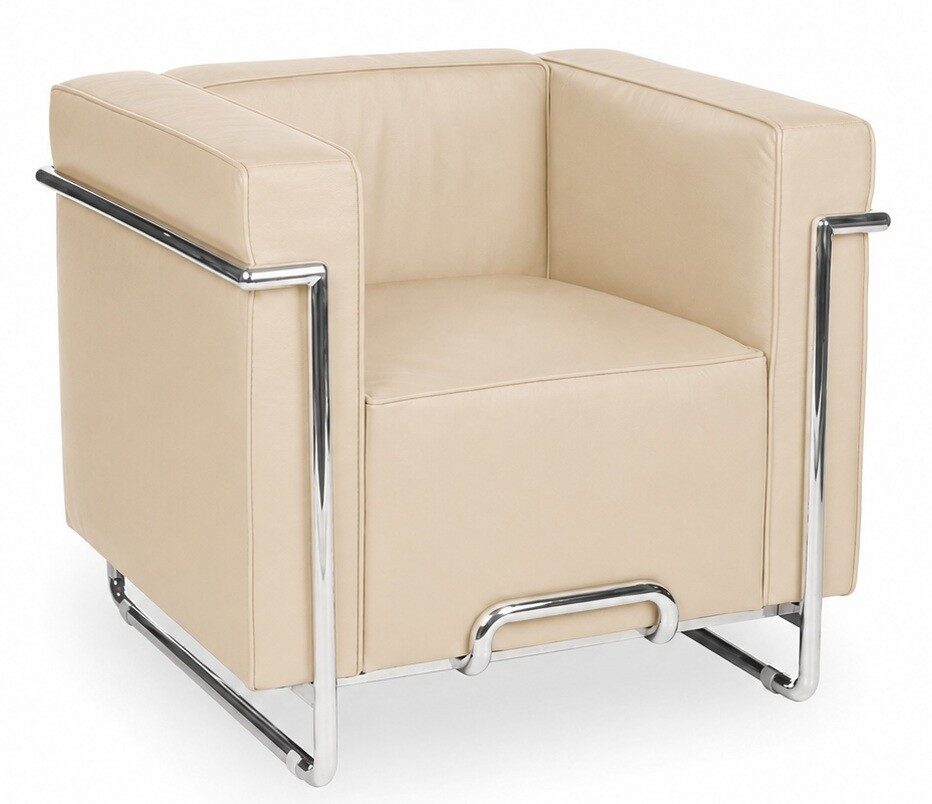 Sillón VENETTO, acero inoxidable, similpiel beige