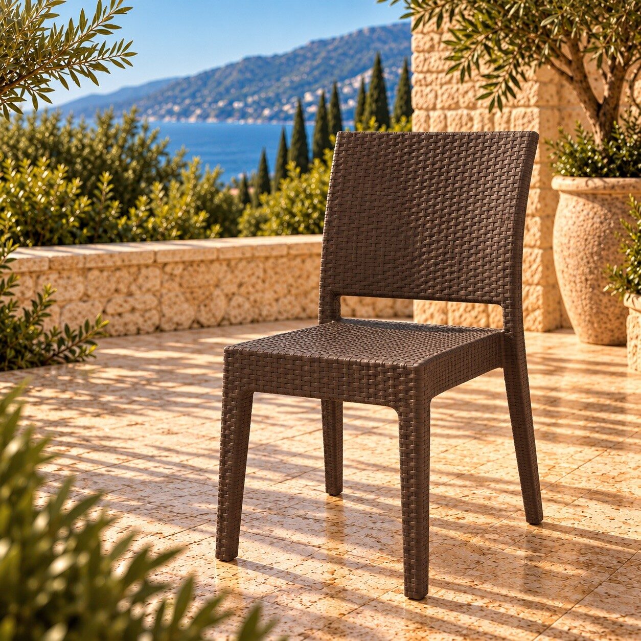 Silla LIDO, apilable, polipropileno marrón chocolate