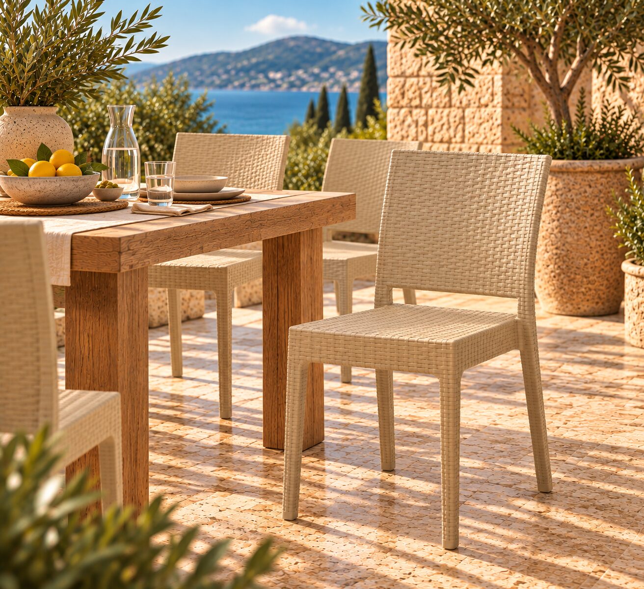 Silla LIDO, apilable, polipropileno capuccino