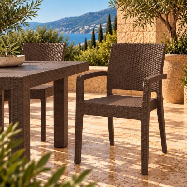 Sillón LARRY, apilable, polipropileno marrón chocolate