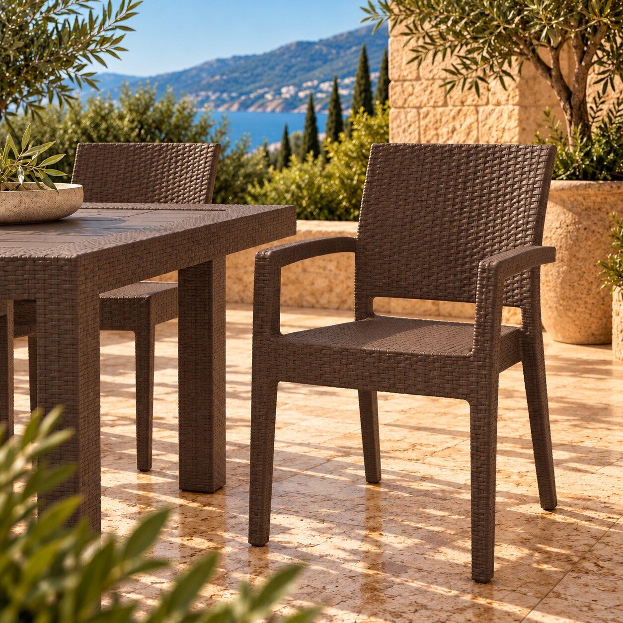 Sillón LARRY, apilable, polipropileno marrón chocolate