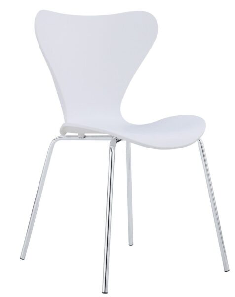 Silla ARNE NEW, apilable, cromada, polipropileno blanco