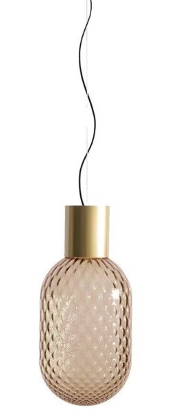 Lámpara GERA COH43, colgante, aluminio, dorada, cristal
