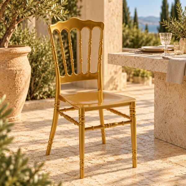 Silla WEDDING, apilable, polipropileno dorado