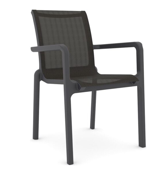 Sillón NEPTUNO, apilable, polipropileno y batyline antracita