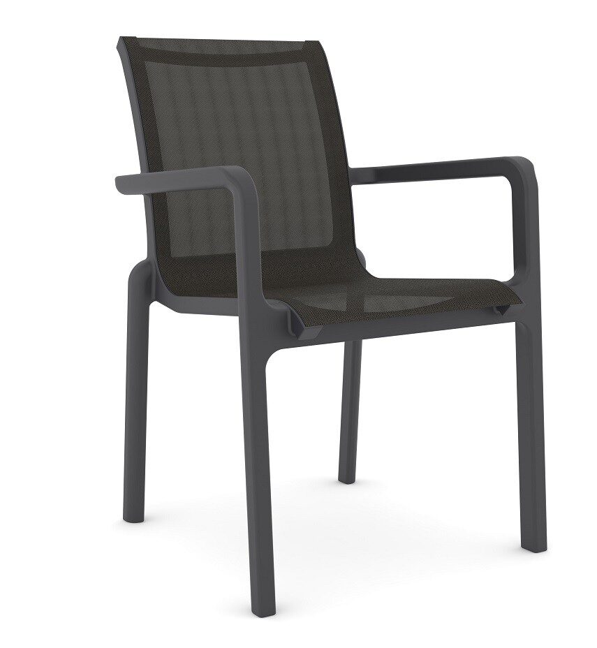 Sillón NEPTUNO, apilable, polipropileno y batyline antracita