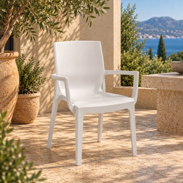 Sillón EMY, apilable,  polipropileno blanco