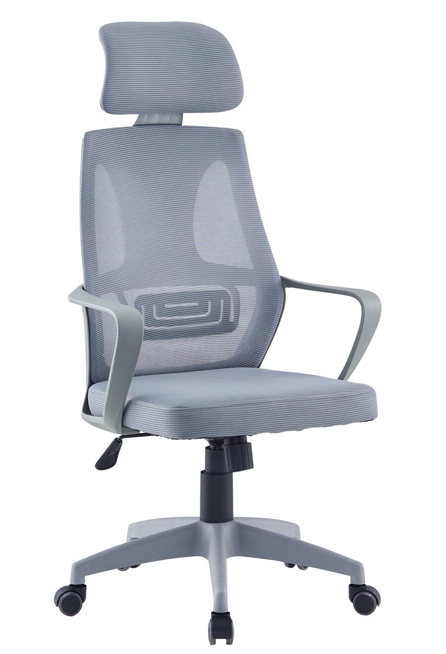 Sillón de oficina SETÚBAL, alto, gris, malla y asiento gris