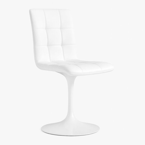 Silla IVONNE, metal blanco, tapizado similpiel blanca