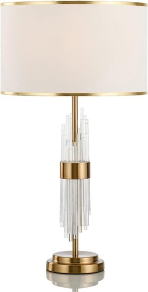 Lámpara ESLOHE, sobremesa, metal, cristal, pantalla blanca