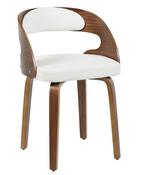 Sillón LOARRE, fijo, madera, similpiel blanca
