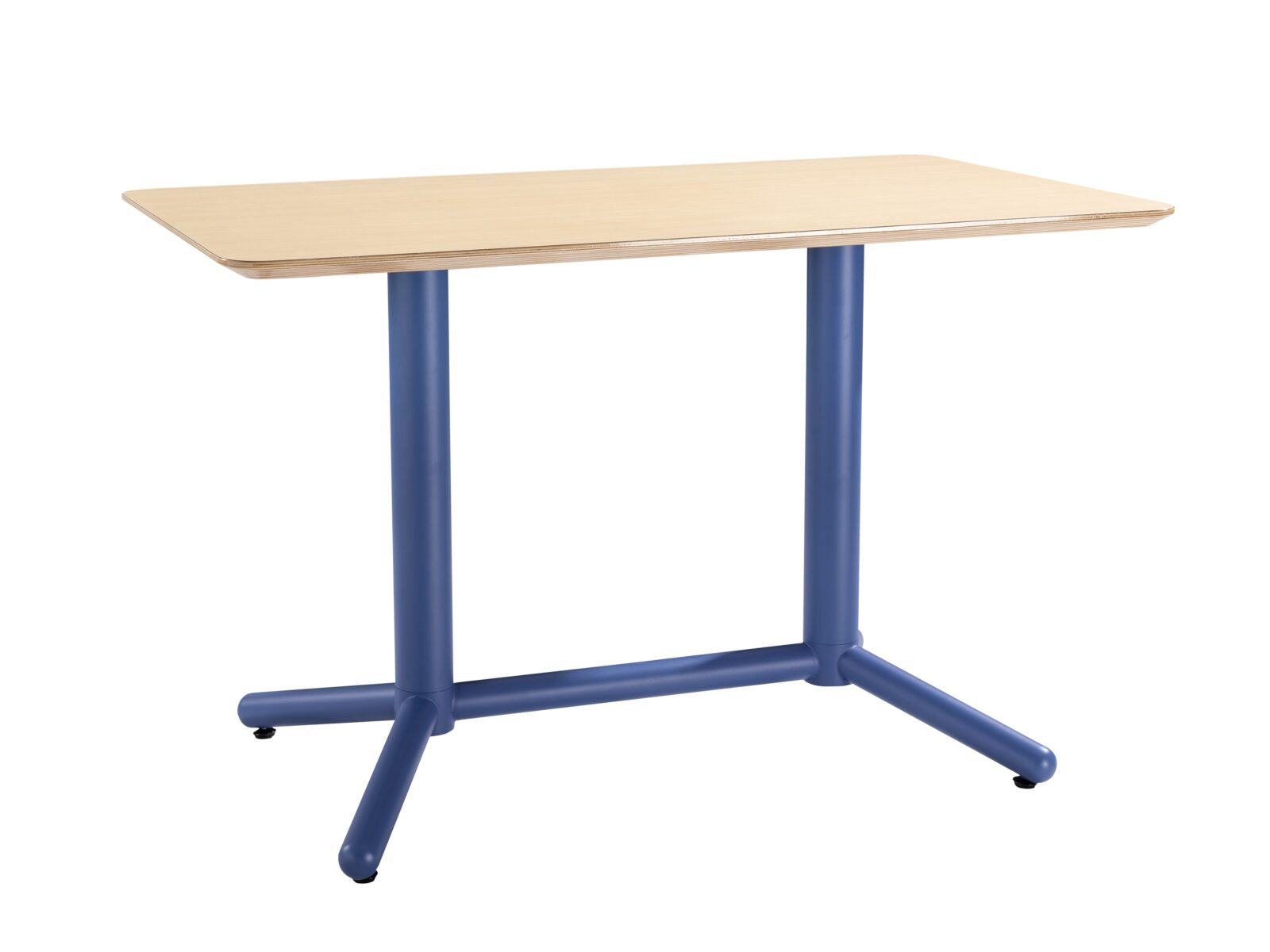 Mesa COLMAR, azul, tapa de contrachapado revestido con HPL, color natural, 120 x 70 cms