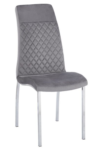 Silla THAIS, cromada, tejido velvet gris