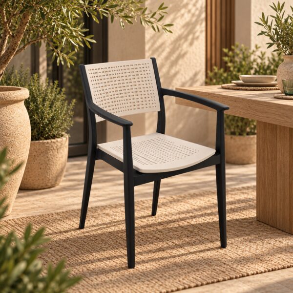 Sillón MILTON, apilable, polipropileno antracita y blanco