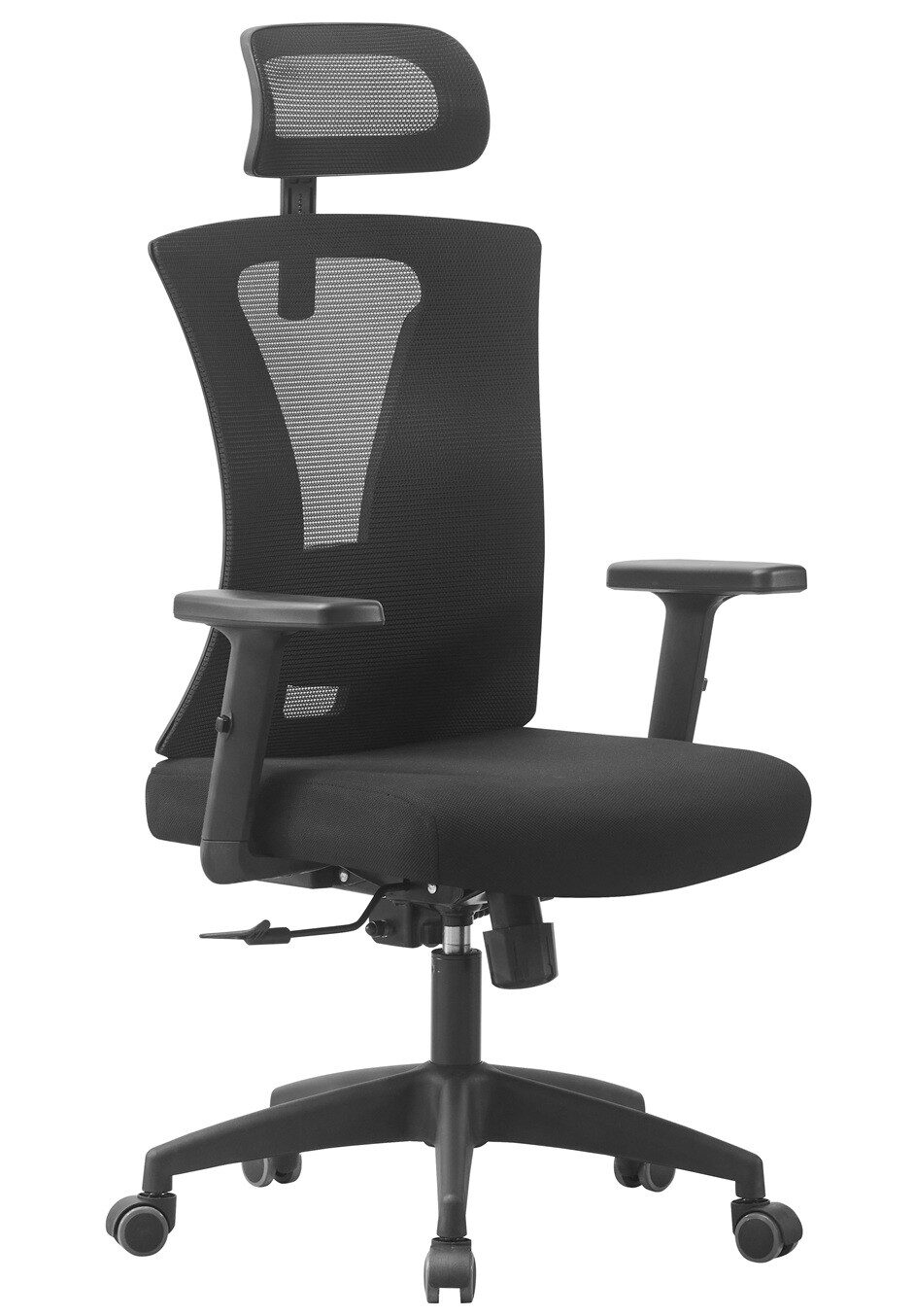 Sillón de oficina VIGNOT, ergonómico, negro, malla y asiento negro