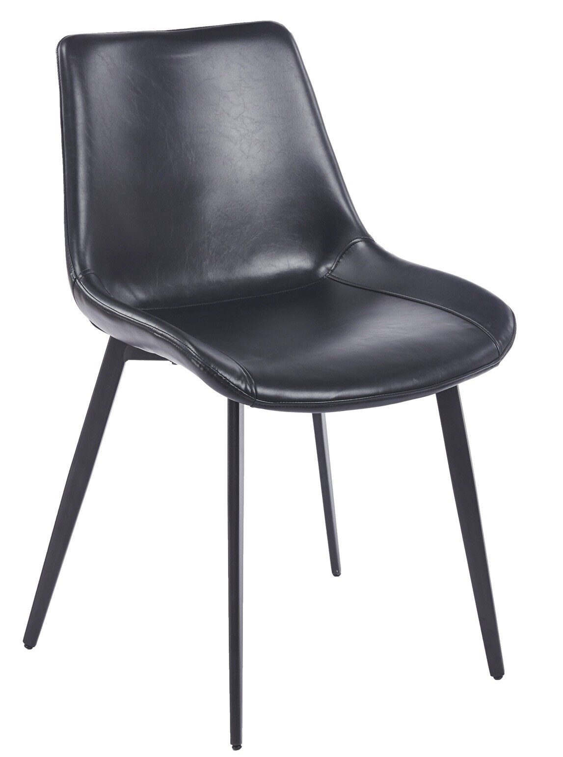 Silla MADRIGAL, metal, similpiel vintage negra