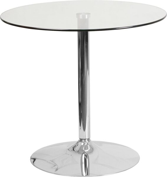 Mesa BERNIE 70R, cromada, cristal templado 70 cms diámetro