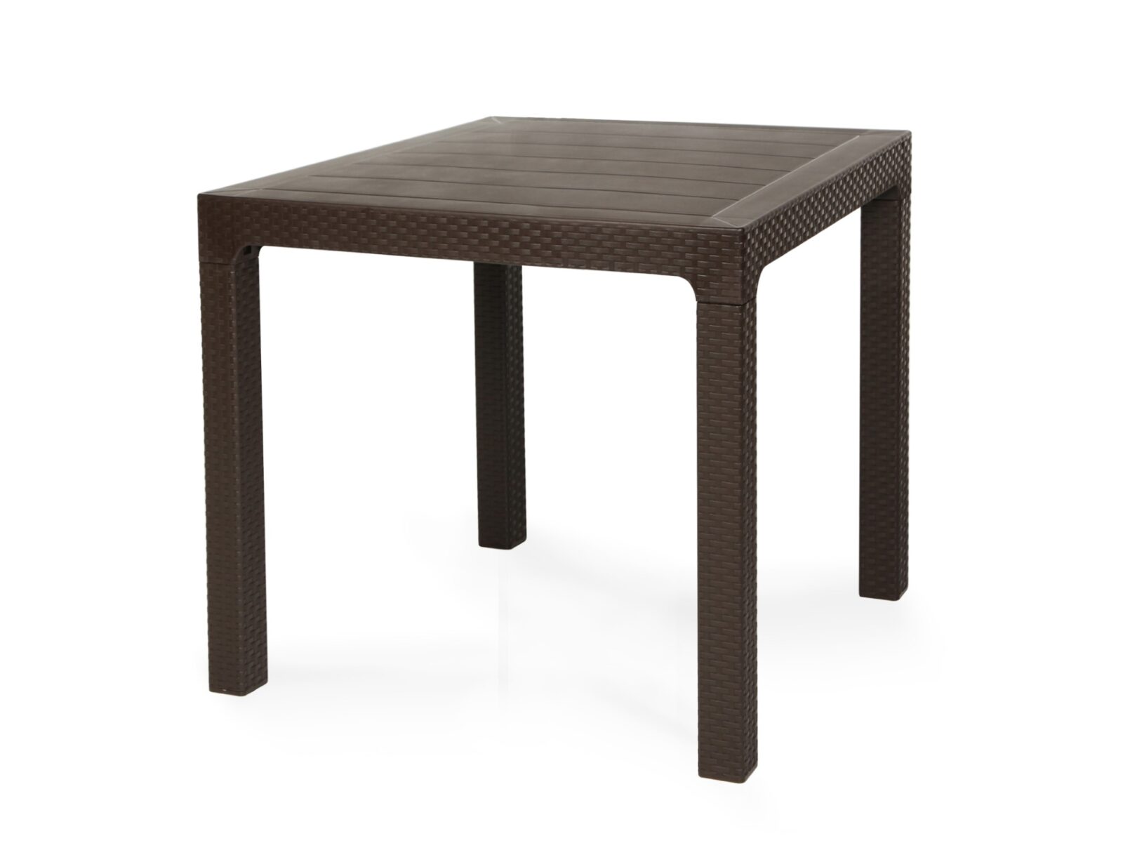 Mesa TROPICAL, ratán, polipropileno marrón chocolate, 80 x 80 cms