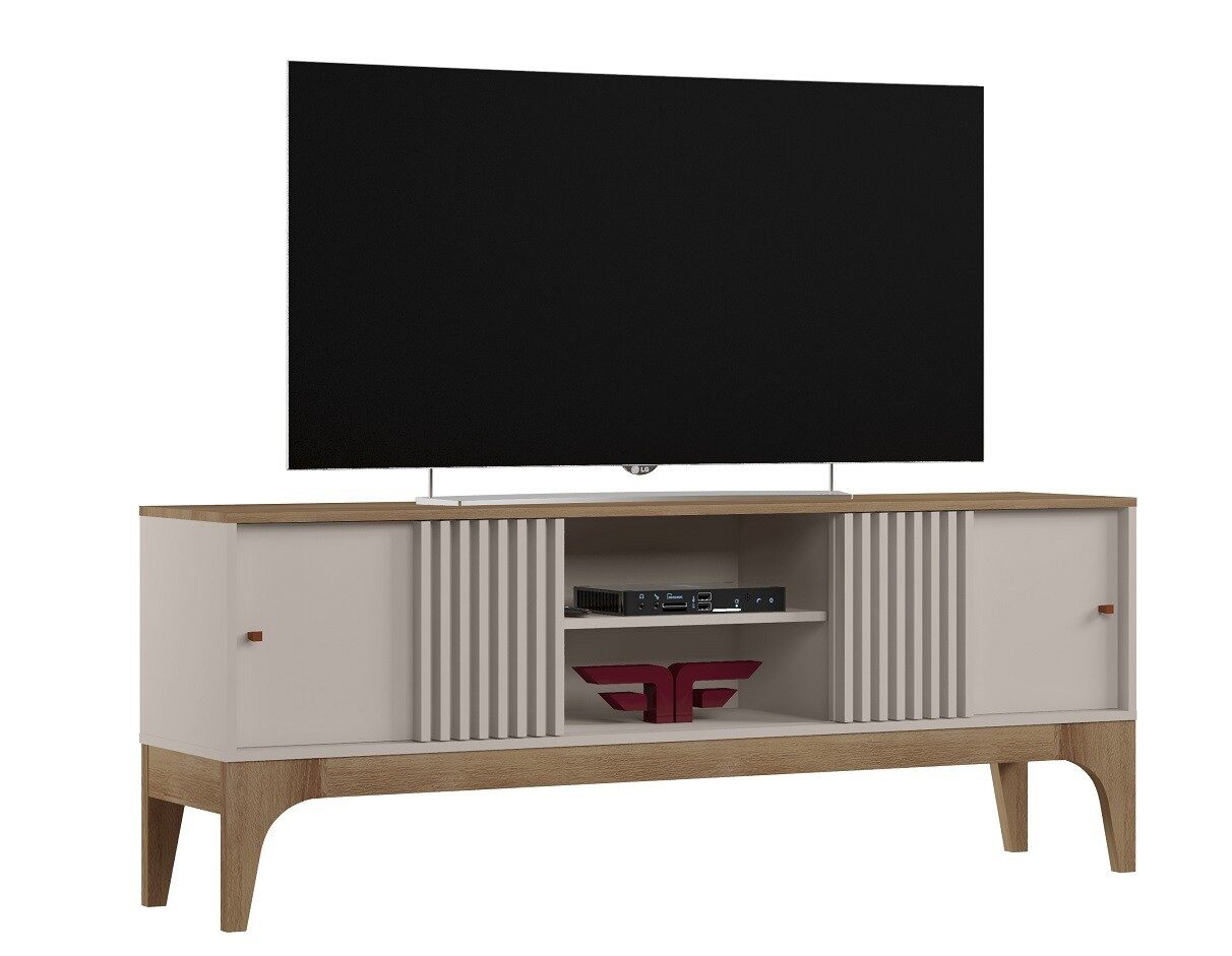 Mueble TV FLORENCIA, blanco roto y cedro, 160 cms