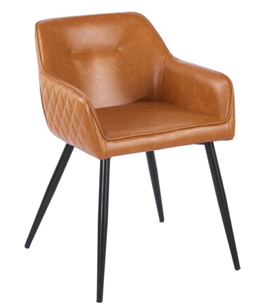 Sillón ORDESA, metal, similpiel vintage marrón
