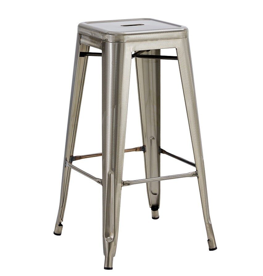 Taburete TOL EK BRUSHED, acero, plata