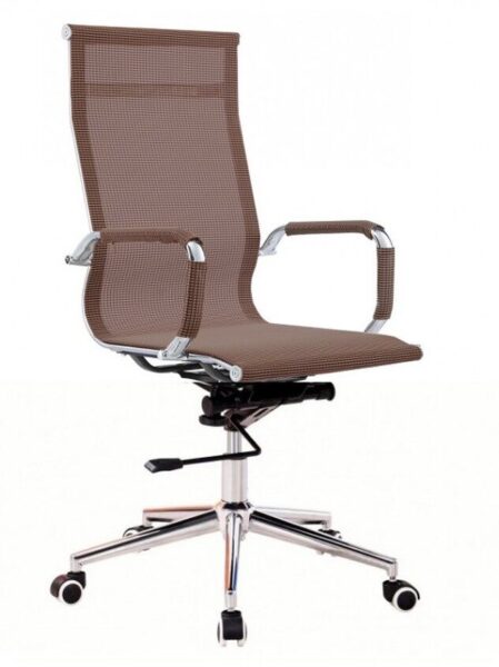 Sillón de oficina IGOR, alto, regulación de altura, basculante profundo, malla marrón