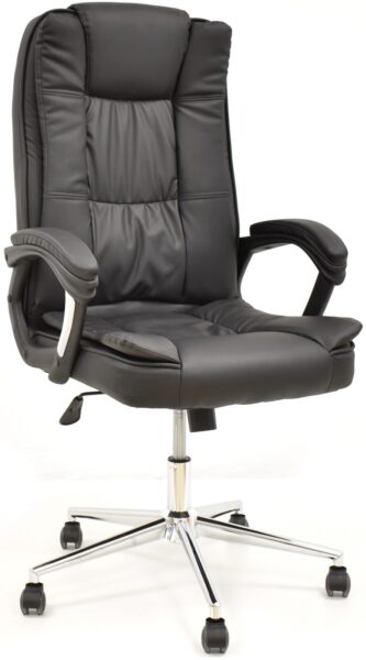 Sillón de oficina DUKE, alto, gas, basculante, similpiel negra