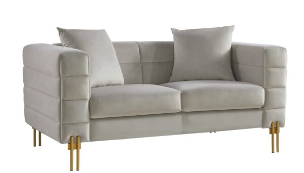 Sofá LARIOS, 2 plazas, tejido velvet gris claro 25