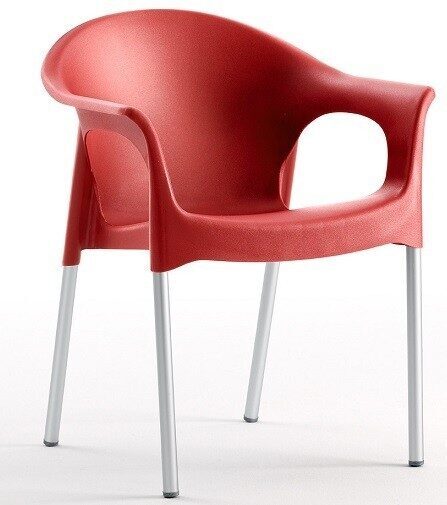 Sillón NILO, aluminio, apilable, polipropileno rojo*