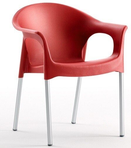 Sillón NILO, aluminio, apilable, polipropileno rojo*