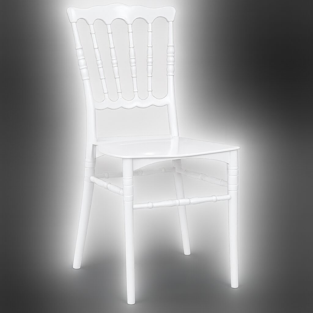 Silla WEDDING 77, apilable, polipropileno blanco