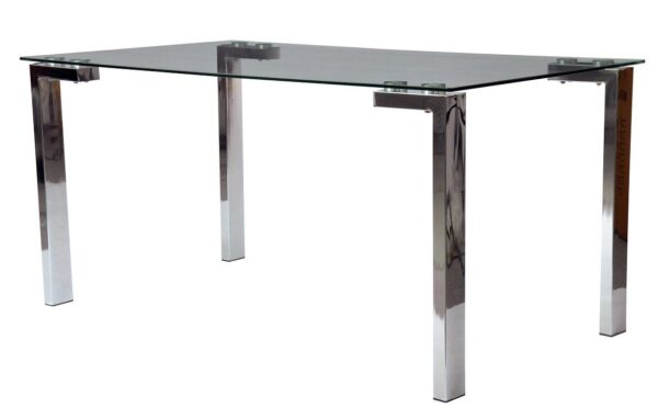 Mesa LAINEY 160 (M), cromada, cristal, 160×90 cms