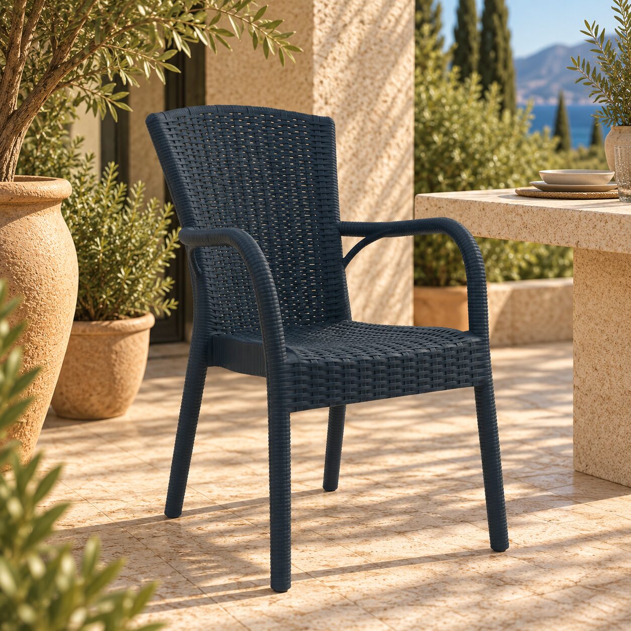 Sillón NESTOR, apilable, polipropileno antracita