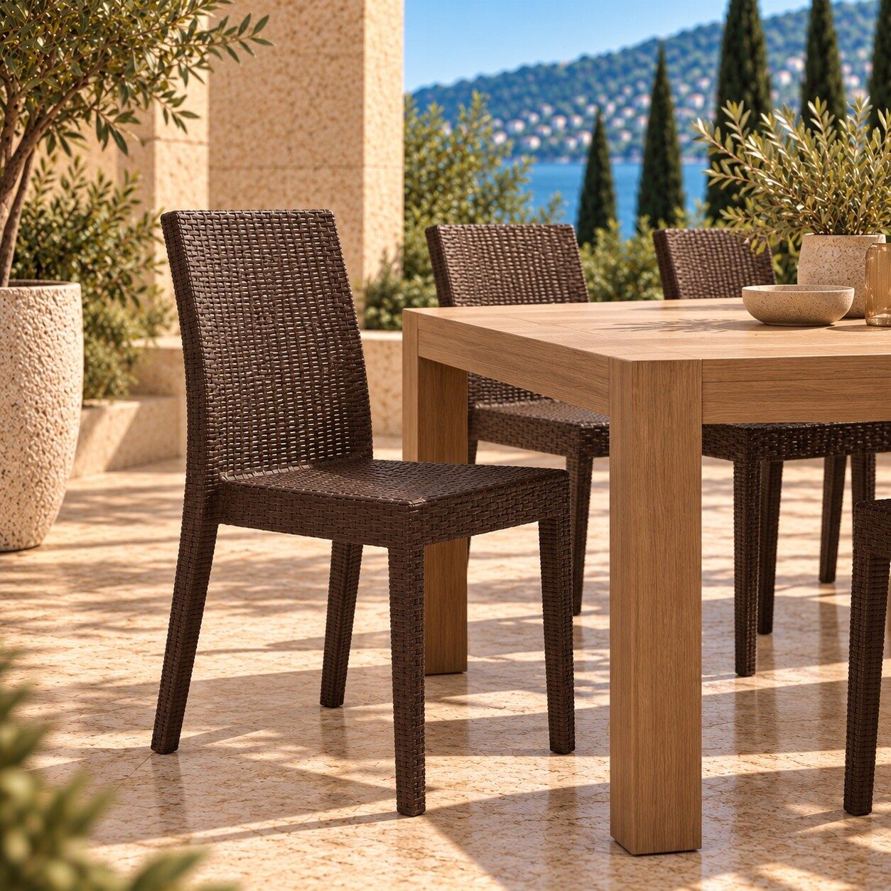 Silla GLADY, apilable, polipropileno marrón chocolate